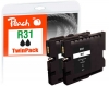 Peach Twin Pack cartouche d'encre noire compatible avec  Ricoh GC31K*2, 405688*2